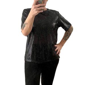 Vintage 80s/90s Women's Blair Boutique Black Sequin Top Size M